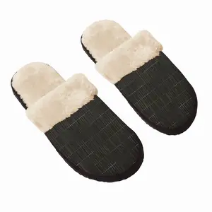 Men Black Pencil Fuzzy Slippers