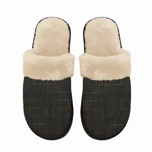 Men Black Pencil Fuzzy Slippers