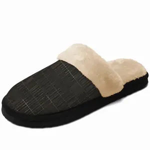 Men Black Pencil Fuzzy Slippers