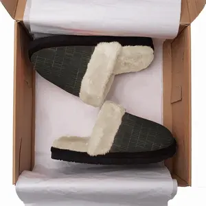 Men Black Pencil Fuzzy Slippers