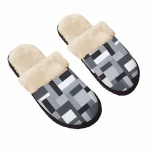 Men Black-Gray Fuzzy Slippers