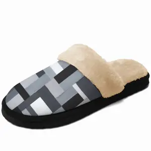 Men Black-Gray Fuzzy Slippers