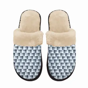 Men Black-White-Gray Ii Fuzzy Slippers