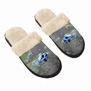 Men Green Frog In Bubbles Fuzzy Slippers