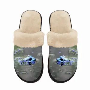 Men Green Frog In Bubbles Fuzzy Slippers