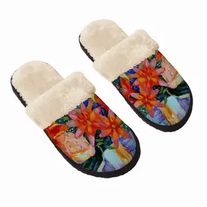 Men Summer Flowers Lilies Fuzzy Slippers