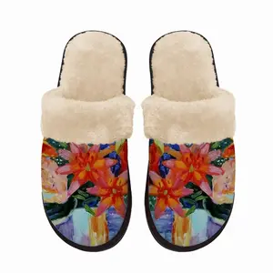 Men Summer Flowers Lilies Fuzzy Slippers