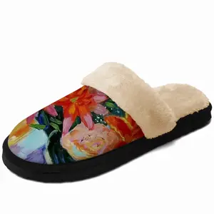 Men Summer Flowers Lilies Fuzzy Slippers