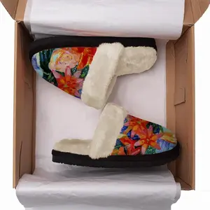 Men Summer Flowers Lilies Fuzzy Slippers