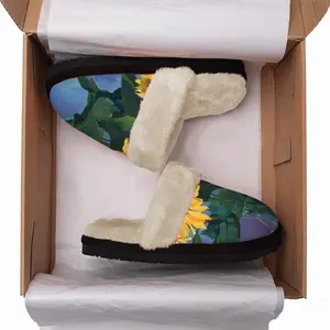 Men Sunflowers Fuzzy Slippers