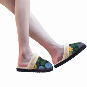 Men Sunflowers Fuzzy Slippers