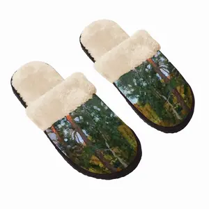 Men Evening In A Pine Forest Fuzzy Slippers