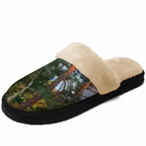 Men Evening In A Pine Forest Fuzzy Slippers