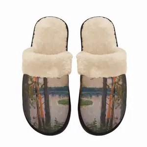 Men Pine Trees Evening Fuzzy Slippers