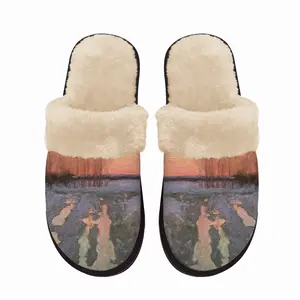 Men Thaw Darkens Oil On Fuzzy Slippers