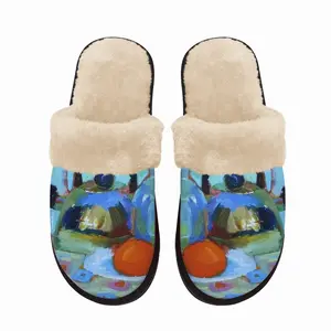 Men Orange Fuzzy Slippers