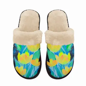 Men Sun In Tulips Fuzzy Slippers