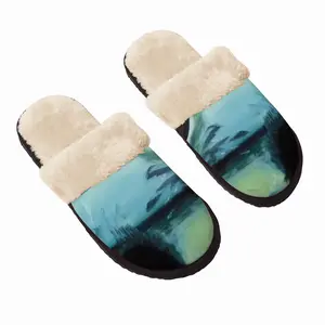 Men Beach Landscape Inside A Womans Nude Fuzzy Slippers