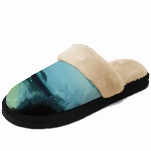 Men Beach Landscape Inside A Womans Nude Fuzzy Slippers