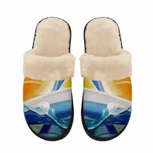 Men Sailboat Breaking The Wave Fuzzy Slippers