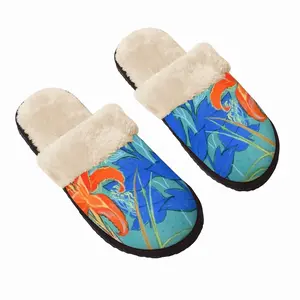 Men Orange Lily Fuzzy Slippers