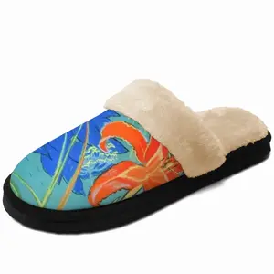 Men Orange Lily Fuzzy Slippers