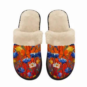 Men Cornflowers In The Meadow 20X16 Hand Painted Fuzzy Slippers