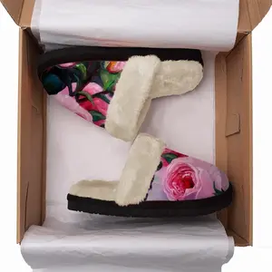 Men Pink Rose Fuzzy Slippers