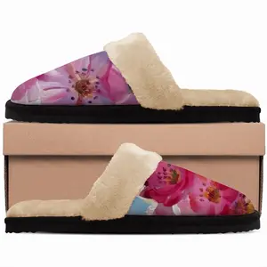 Men Sakura Cherry Blossoms Fuzzy Slippers