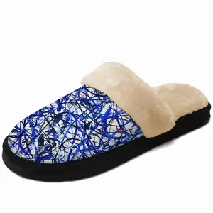 Men Blue Blood Fuzzy Slippers