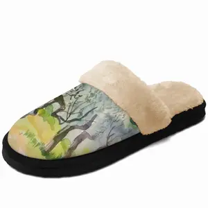 Men Olive Trees Fuzzy Slippers