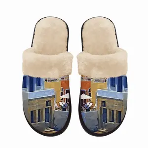 Men Santorini Houses In Oia Fuzzy Slippers