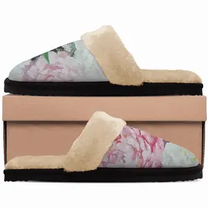 Men Large Peony Palette Knife Fuzzy Slippers