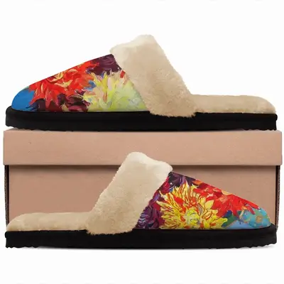 Men “Oriental Motif” Fuzzy Slippers