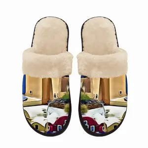 Men Santorini Oia Maisonette Fuzzy Slippers