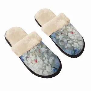 Men ”White Peony” Fuzzy Slippers