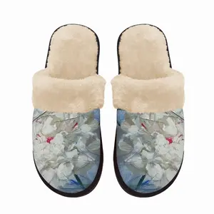 Men ”White Peony” Fuzzy Slippers