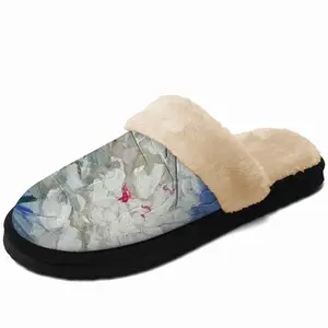 Men ”White Peony” Fuzzy Slippers