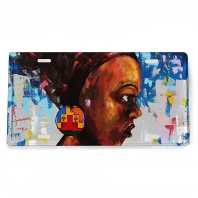 Woman With Kente Earing License Plate