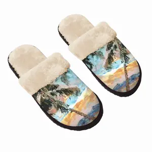 Men Paradise Palms Fuzzy Slippers