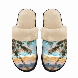 Men Paradise Palms Fuzzy Slippers