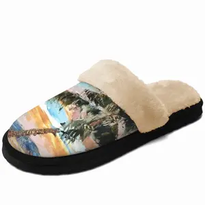 Men Paradise Palms Fuzzy Slippers