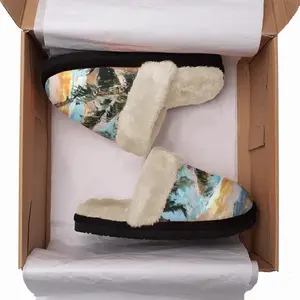 Men Paradise Palms Fuzzy Slippers