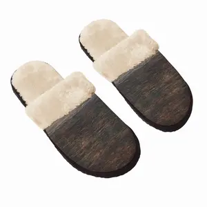 Men Rustic Wood Fuzzy Slippers