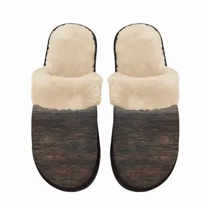 Men Rustic Wood Fuzzy Slippers