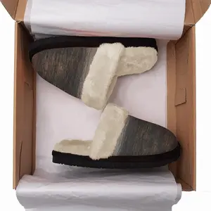 Men Rustic Wood Fuzzy Slippers