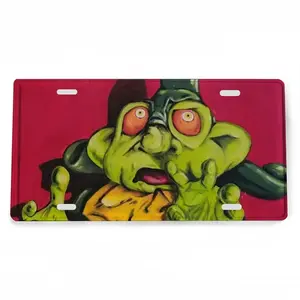 Green Alien Wizard License Plate