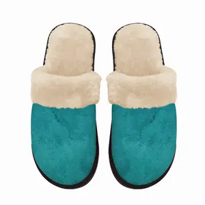 Men Caribbean Blue Fuzzy Slippers