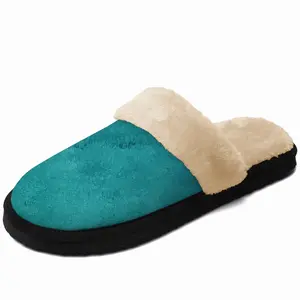 Men Caribbean Blue Fuzzy Slippers