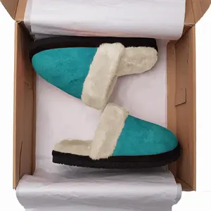 Men Caribbean Blue Fuzzy Slippers